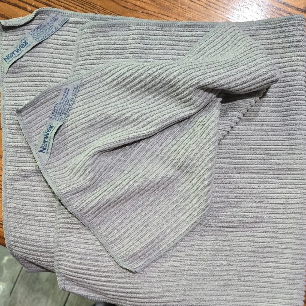 Norwex Gray Ribbed Kitchen Towels.  One Kitchen Cloth, One Kitchen Towel.
